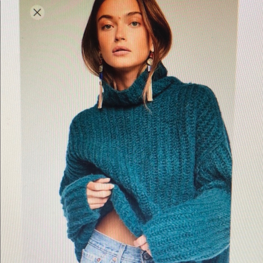 BNWOT Free People Fluffy Fox sweater jade